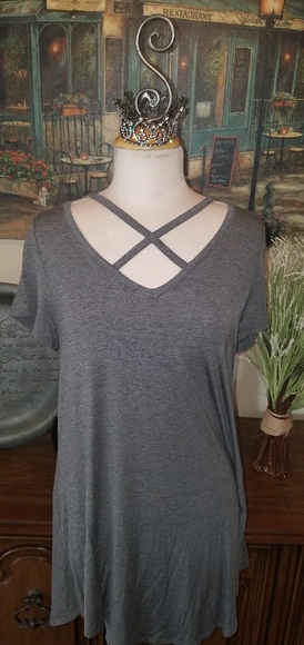 Criss Cross Grey Top - Picture 1 of 2